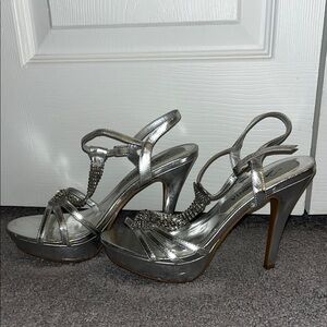 Silver Strappy High Heel Sandals
